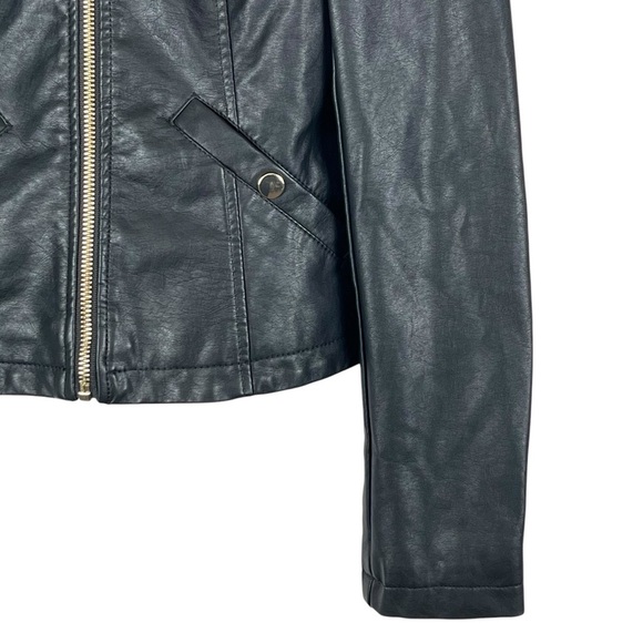 NWT Sinsay Outerwear Vegan Leather Black Moto Jacket Size XS - Picture 9 of 14